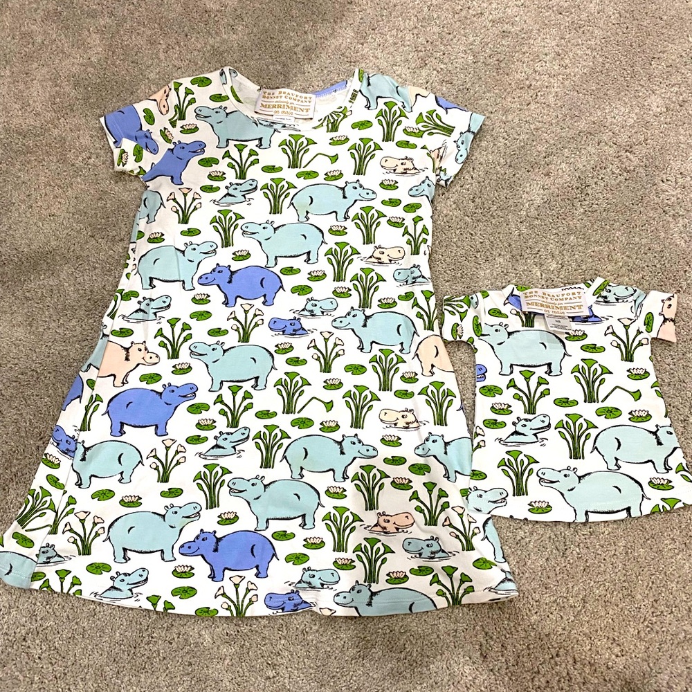 Beaufort bonnet hippo dress with matching dolly dress